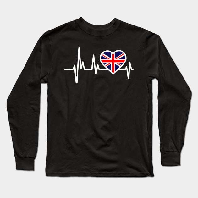 Britain Heartbeat Flag Long Sleeve T-Shirt by Dojaja